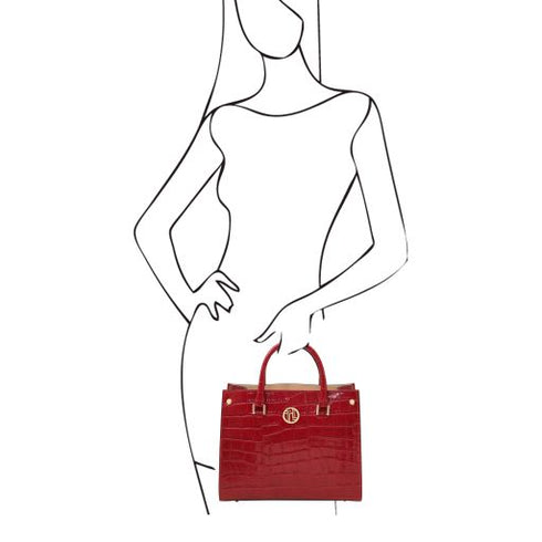Croque - Croc print leather handbag